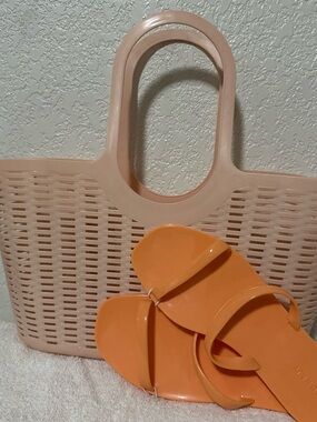 Peach Tote Bag with old navy Orange Sandal Set